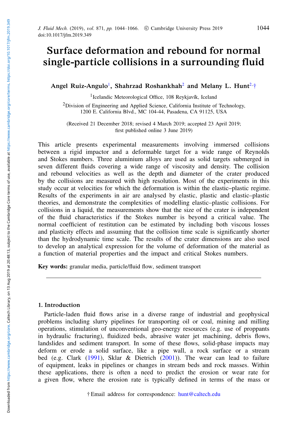 Surface Deformation and Rebound for Normal Single-Particle Collisions in a Surrounding ﬂuid