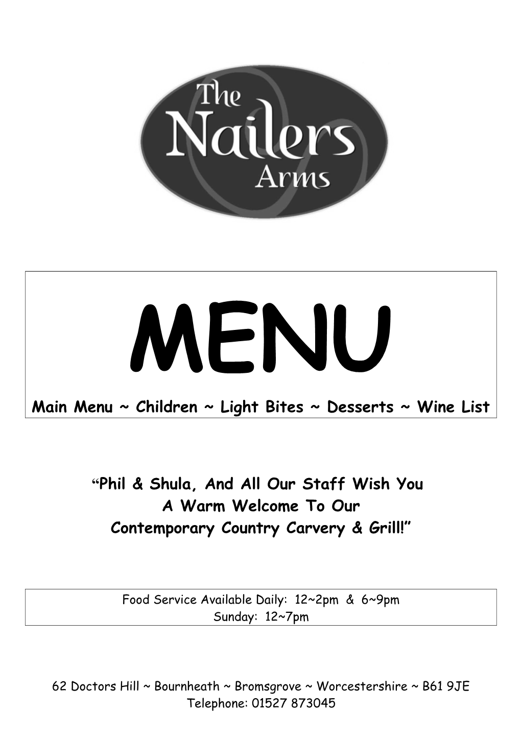 Main Menu Children Light Bites Desserts Wine List s1