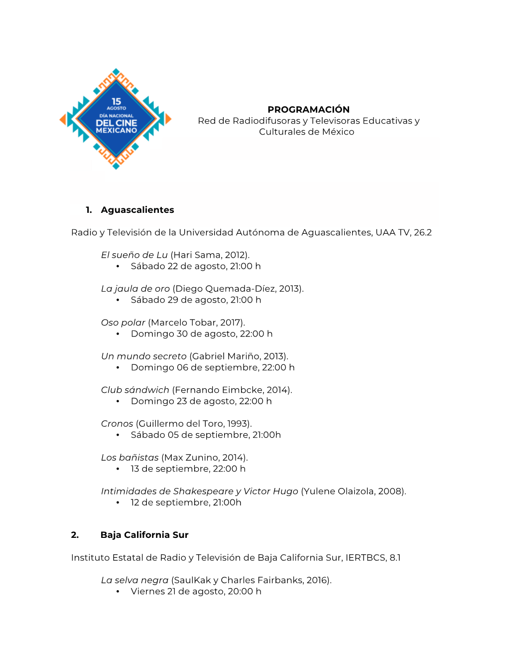 PROGRAMACIÓN Red De Radiodifusoras Y Televisoras Educativas Y Culturales De México