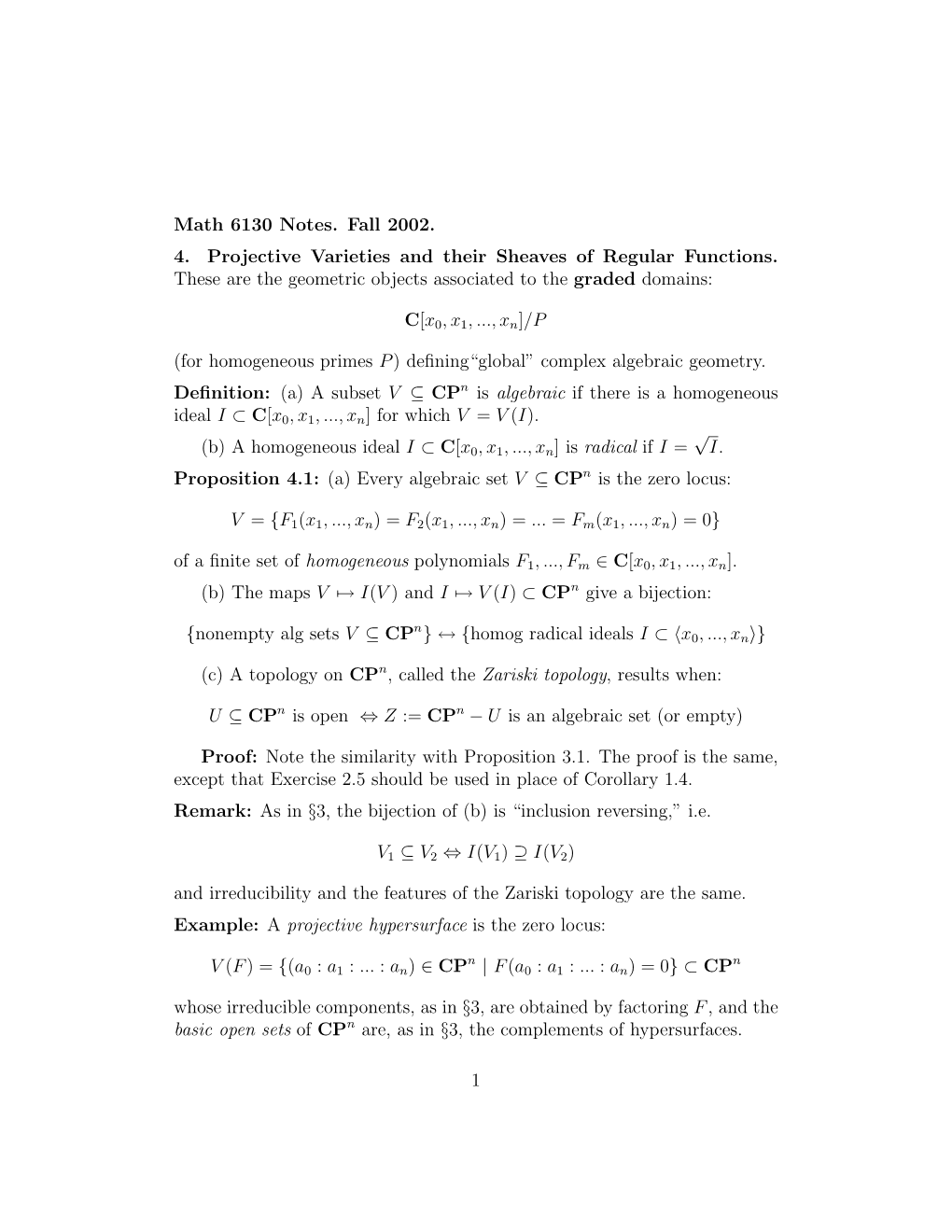 Projective Varieties and Their Sheaves of Regular Functions