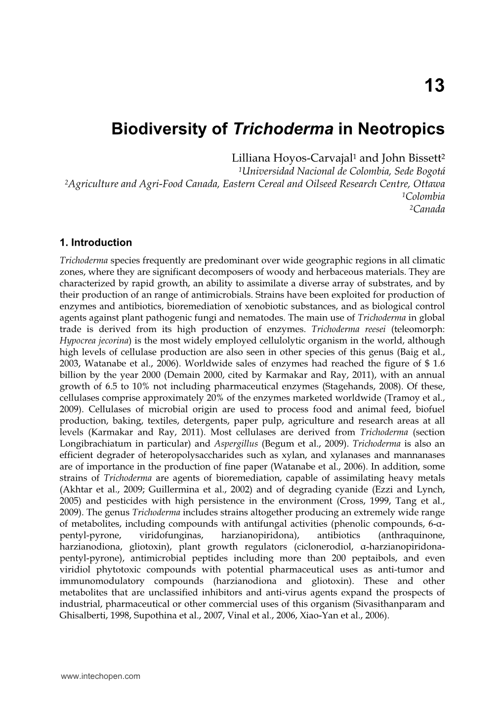 Biodiversity of Trichoderma in Neotropics