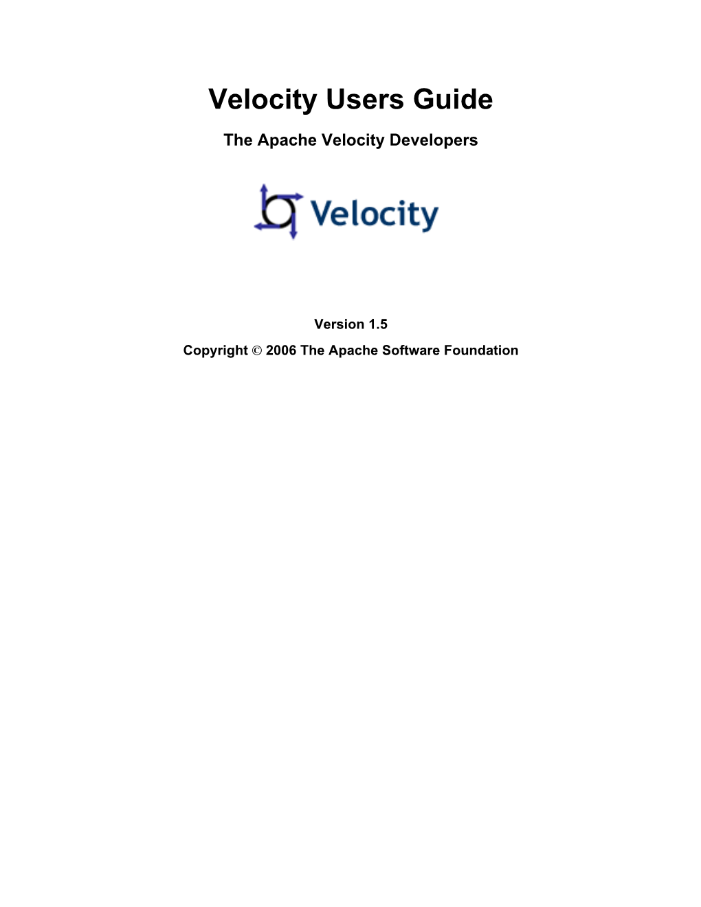Velocity Users Guide