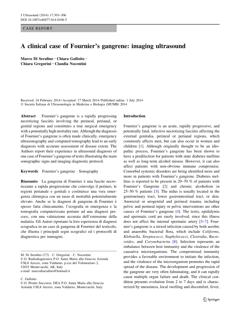 A Clinical Case of Fournier's Gangrene: Imaging Ultrasound