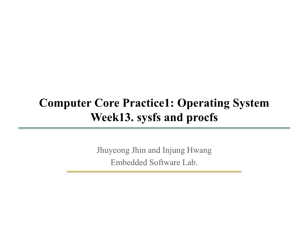 [13주차] Sysfs and Procfs