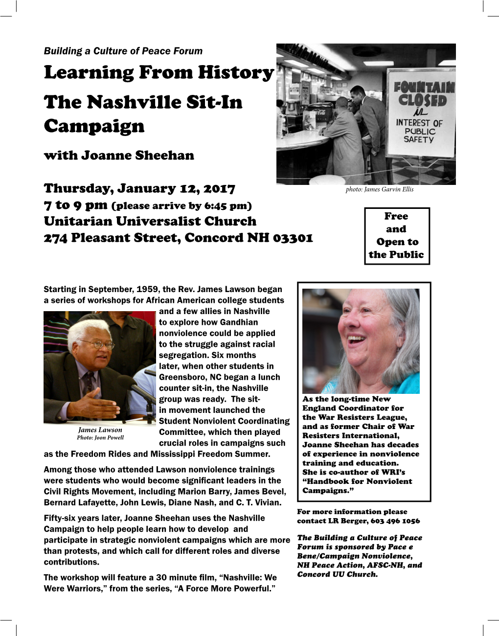 Learning from History the Nashville Sit-In Campaign with Joanne Sheehan