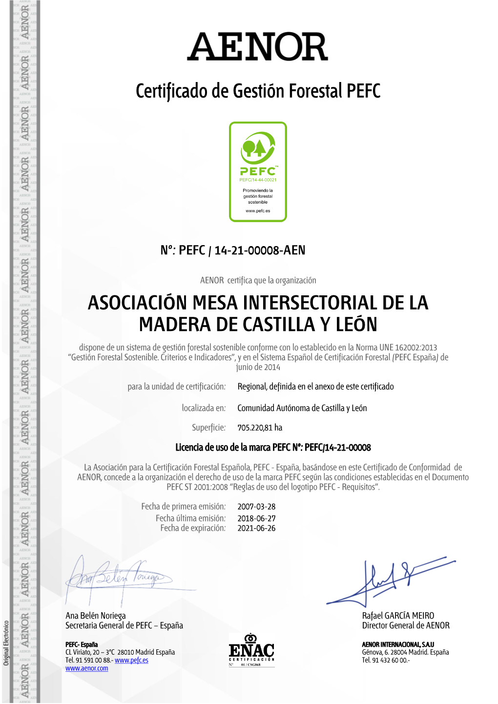 Certificado De Gestión Forestal PEFC ASOCIACIÓN MESA