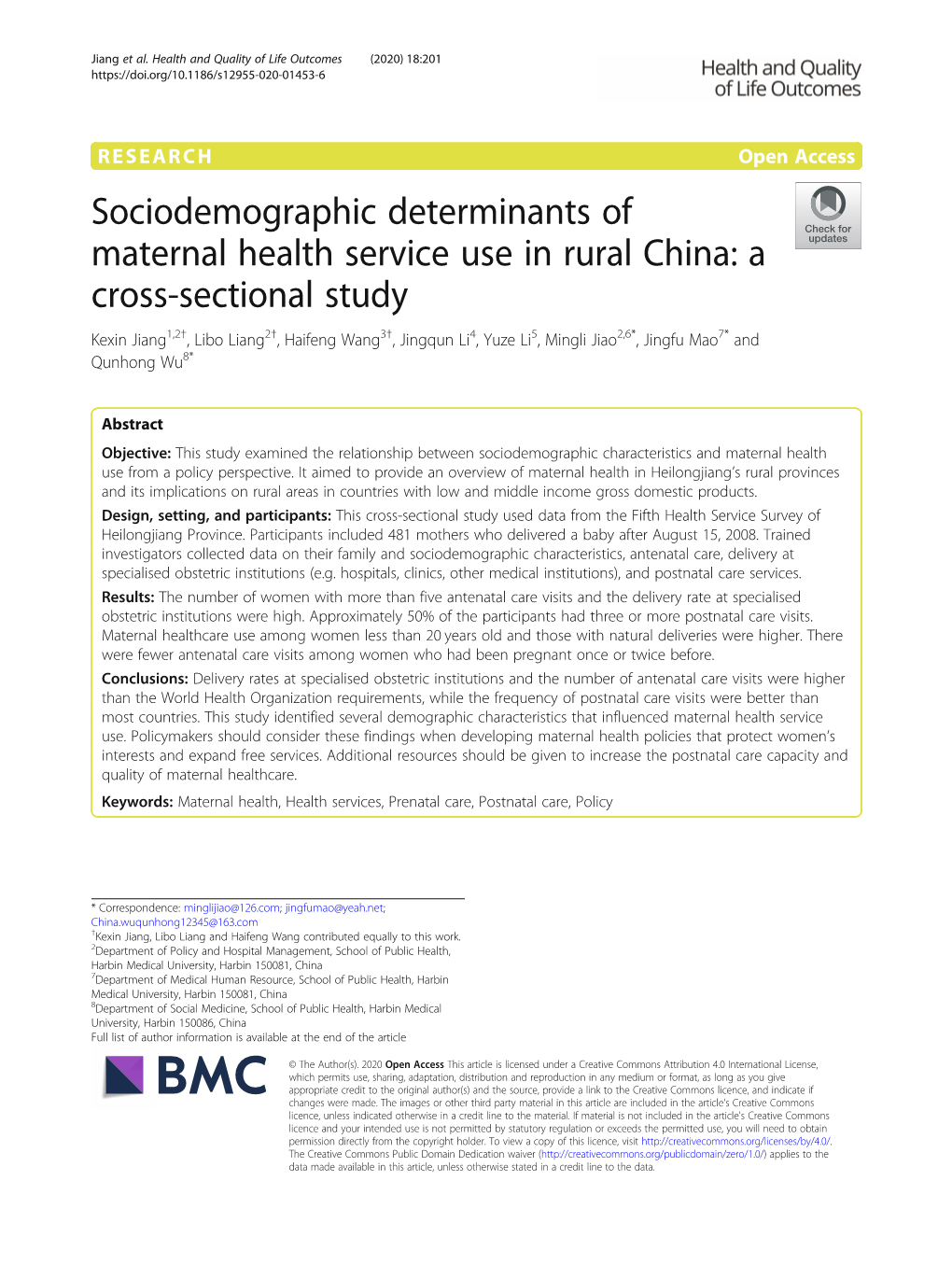 View of Maternal Health in Heilongjiang’S Rural Provinces and Its Implications on Rural Areas in Countries with Low and Middle Income Gross Domestic Products