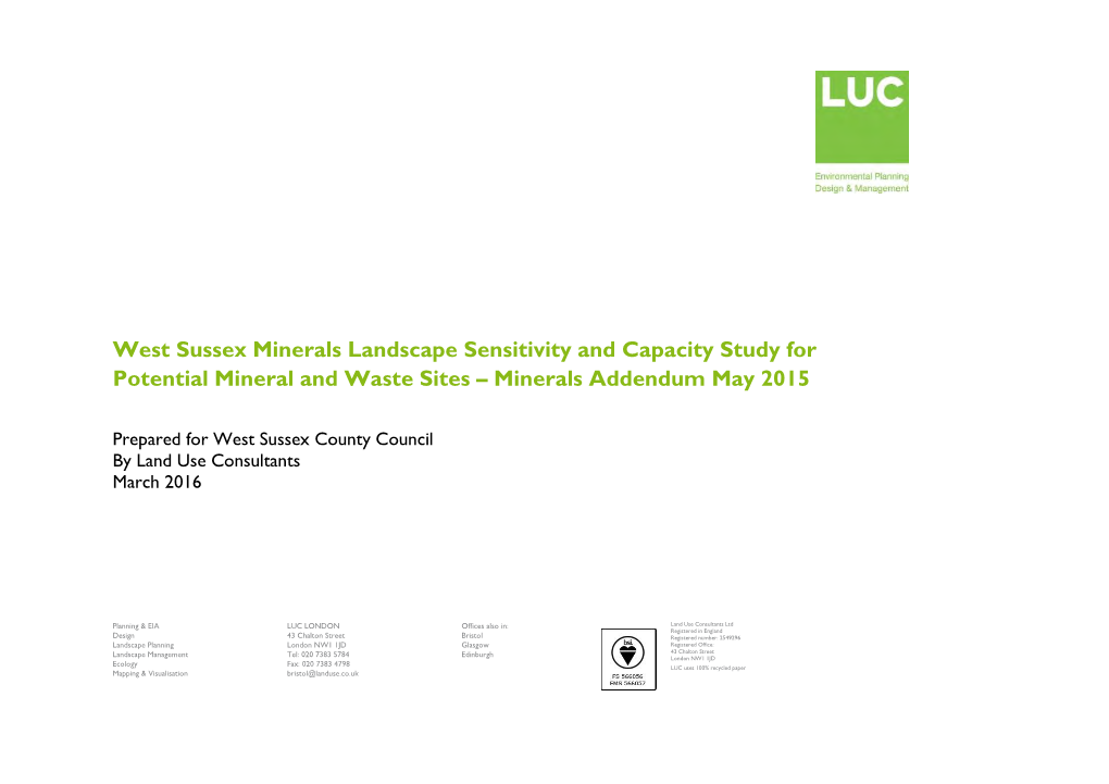 Landscape and Capacity Study for Potential Mineral and Waste Sites