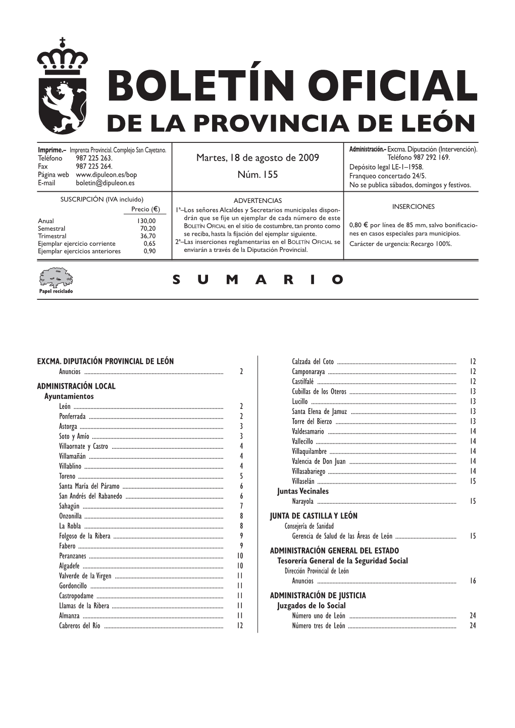 Boletín Oficial De La Provincia De León