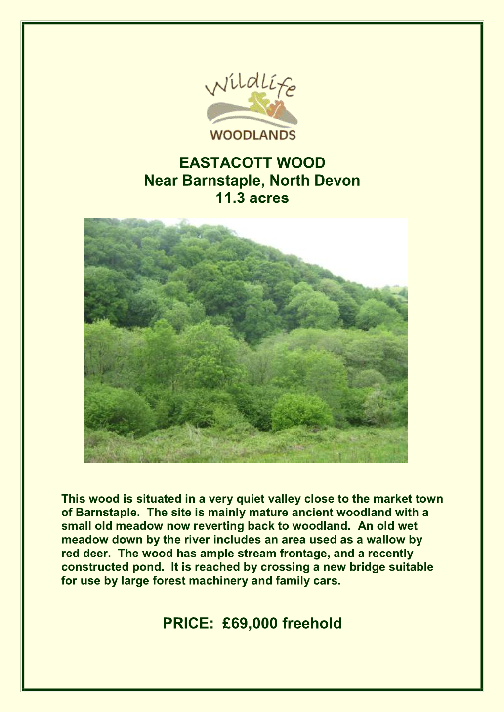 EASTACOTT WOOD Near Barnstaple, North Devon 11.3 Acres