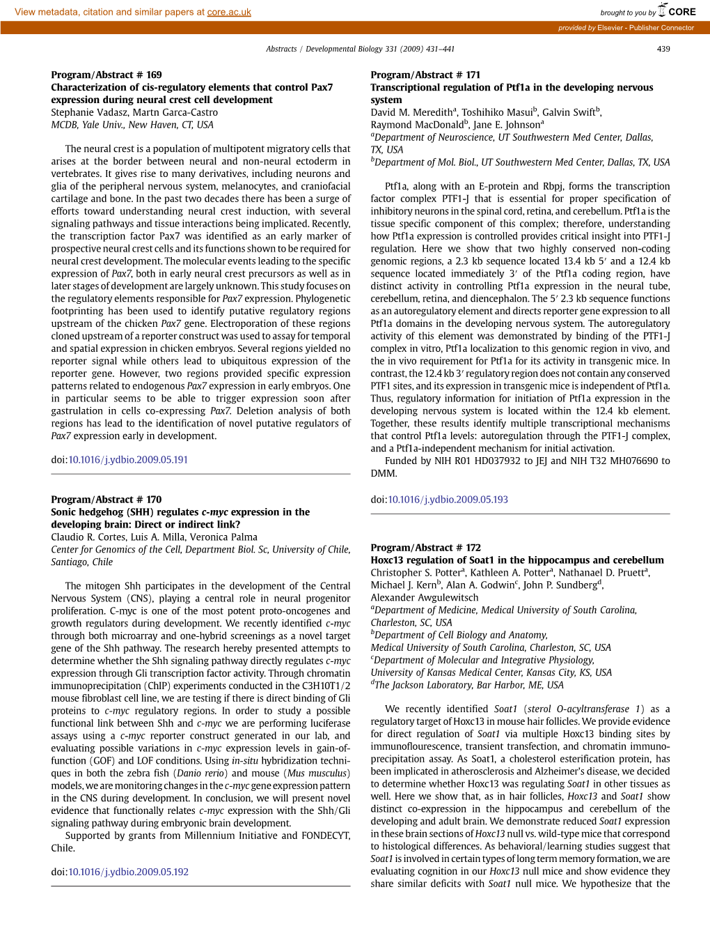 Characterization of Cis-Regulatory Elements That Control Pax7