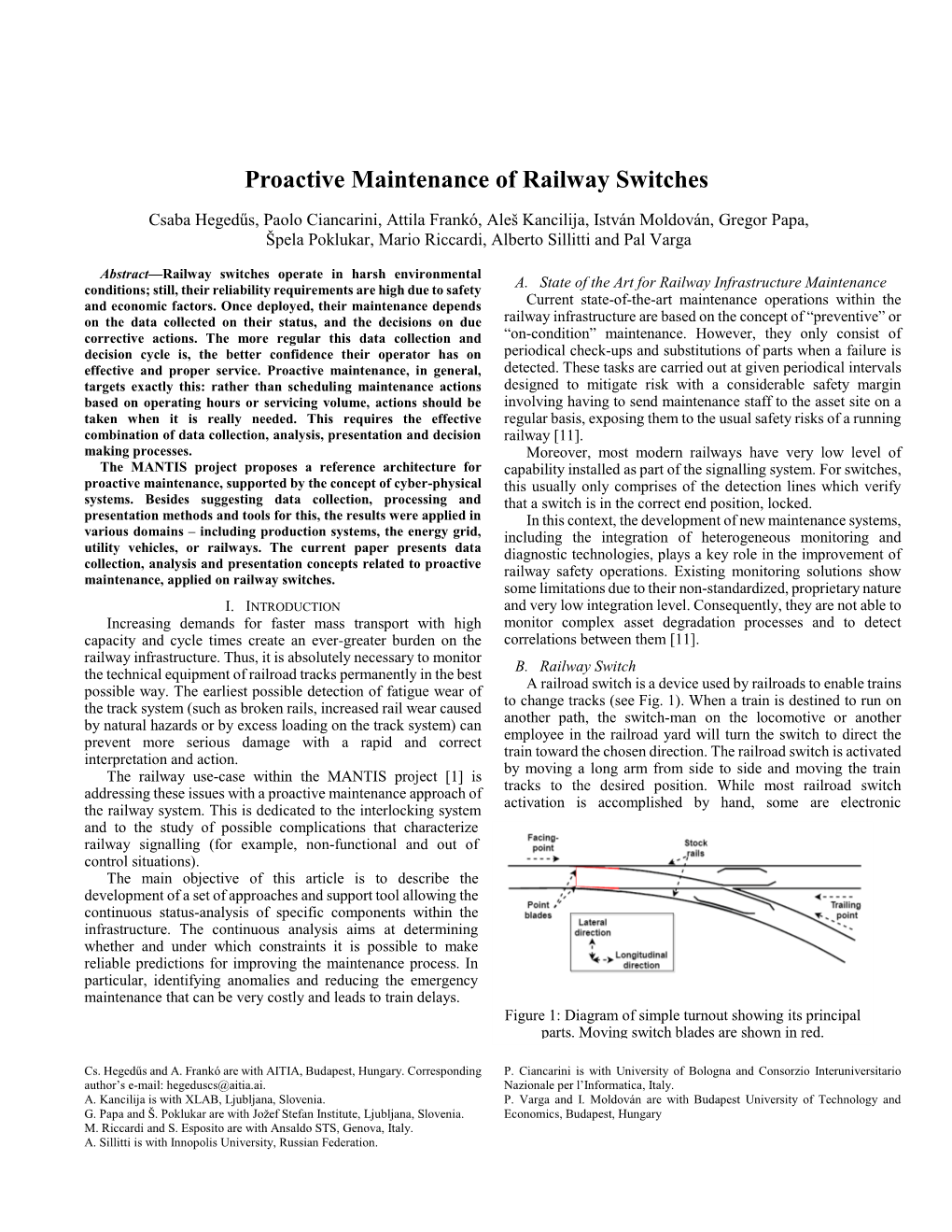 Proactive Maintenance of Railway Switches