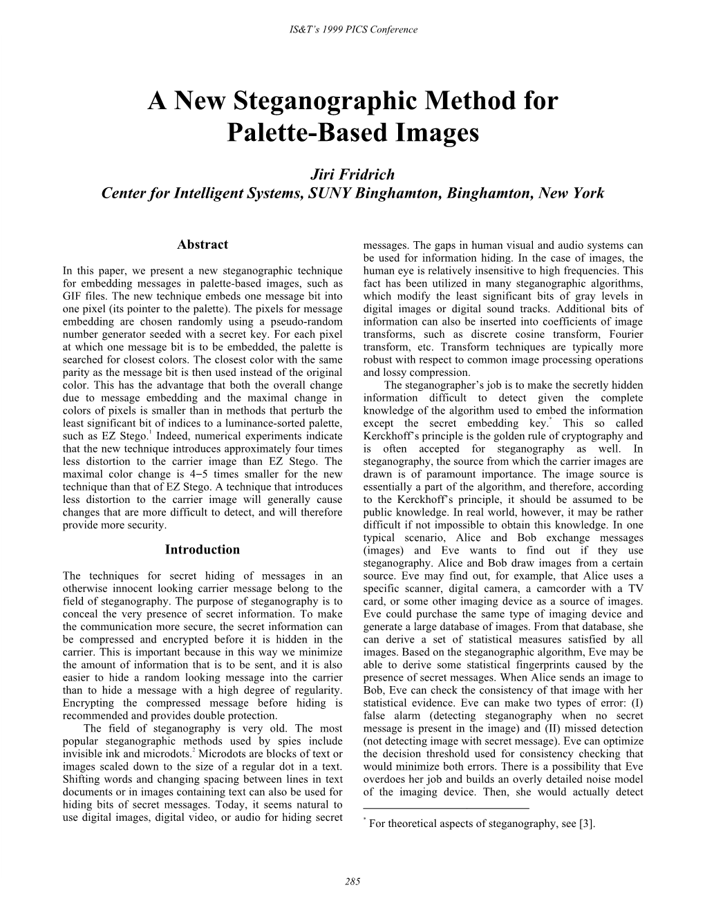 A New Steganographic Method for Palette-Based Images