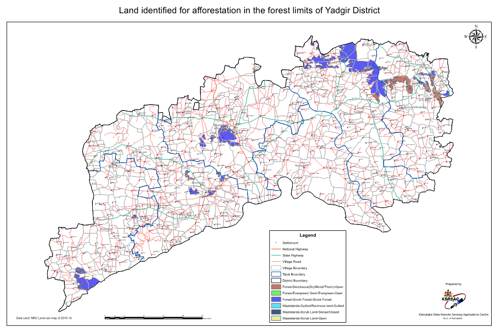Land Identified for Afforestation in the Forest Limits of Yadgir District