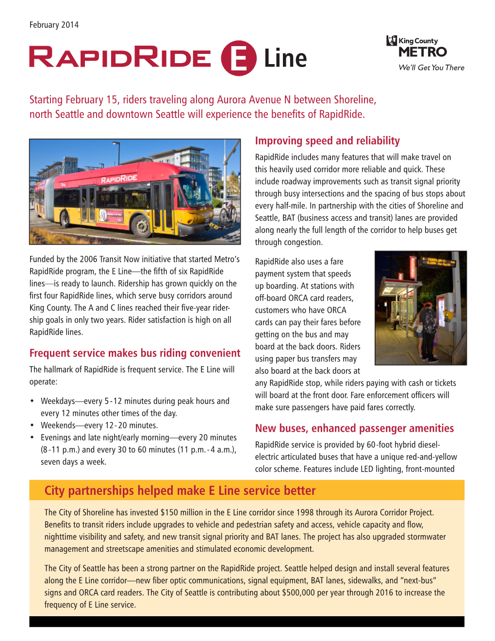 City Partnerships Helped Make E Line Service Better