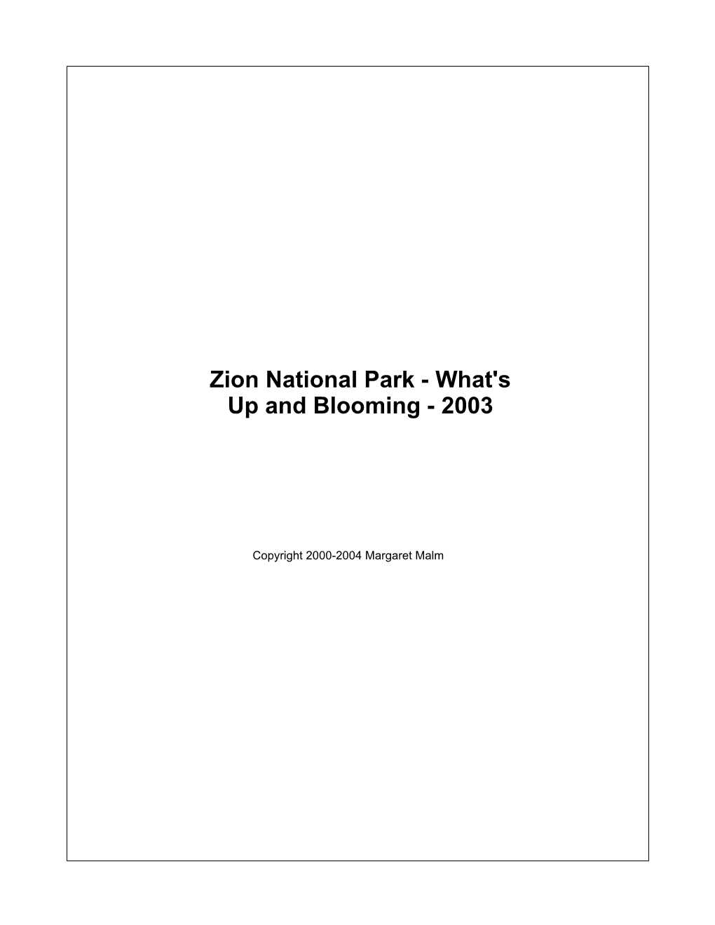 Zion National Park What's up and Blooming 2003