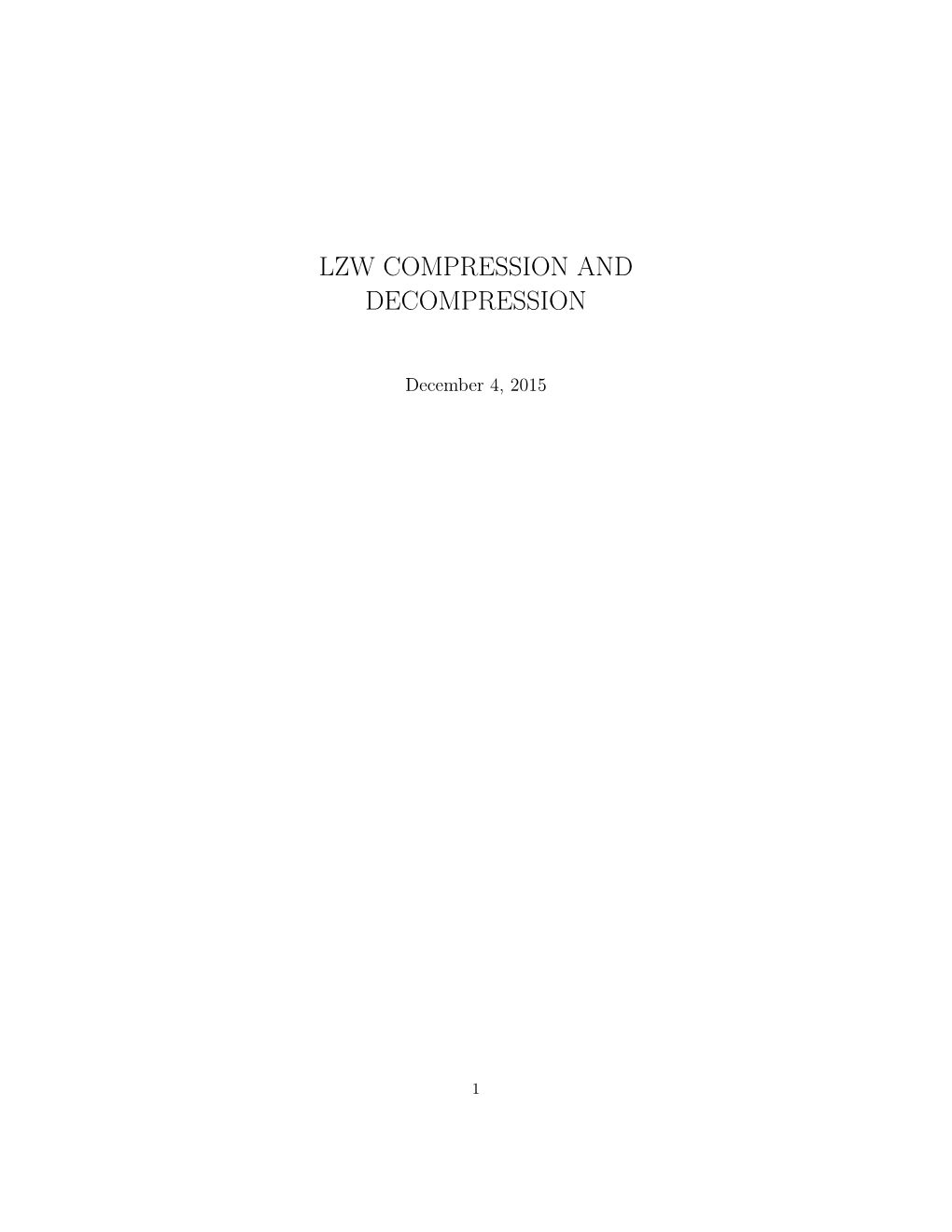 Lzw Compression and Decompression