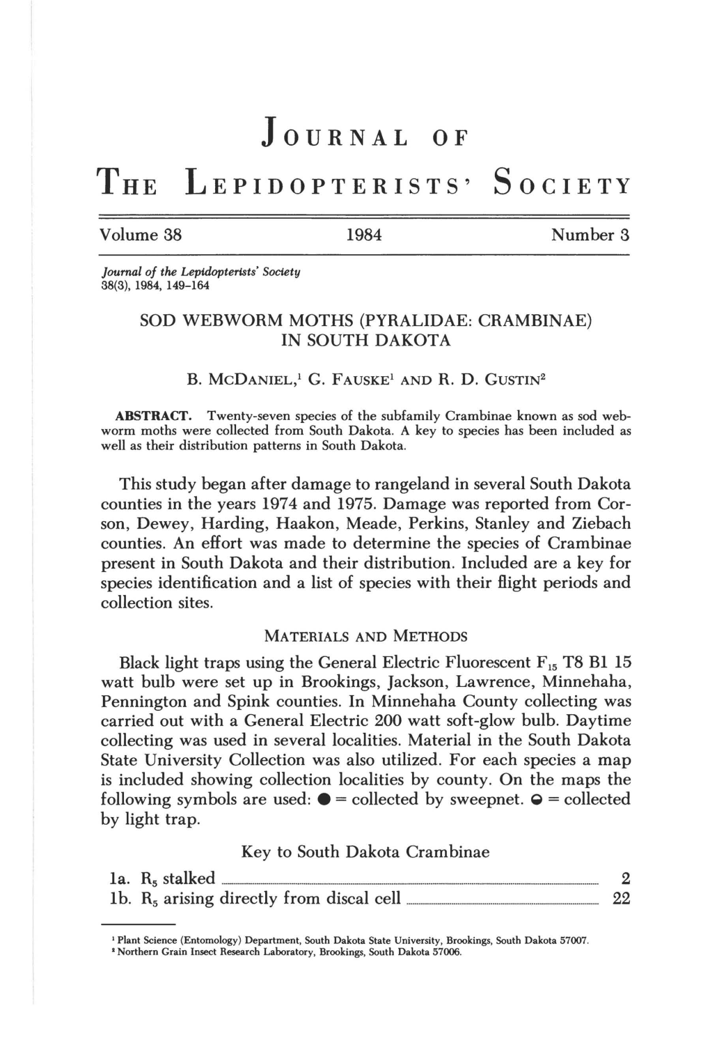 Journal of the Lepidopterists' Society