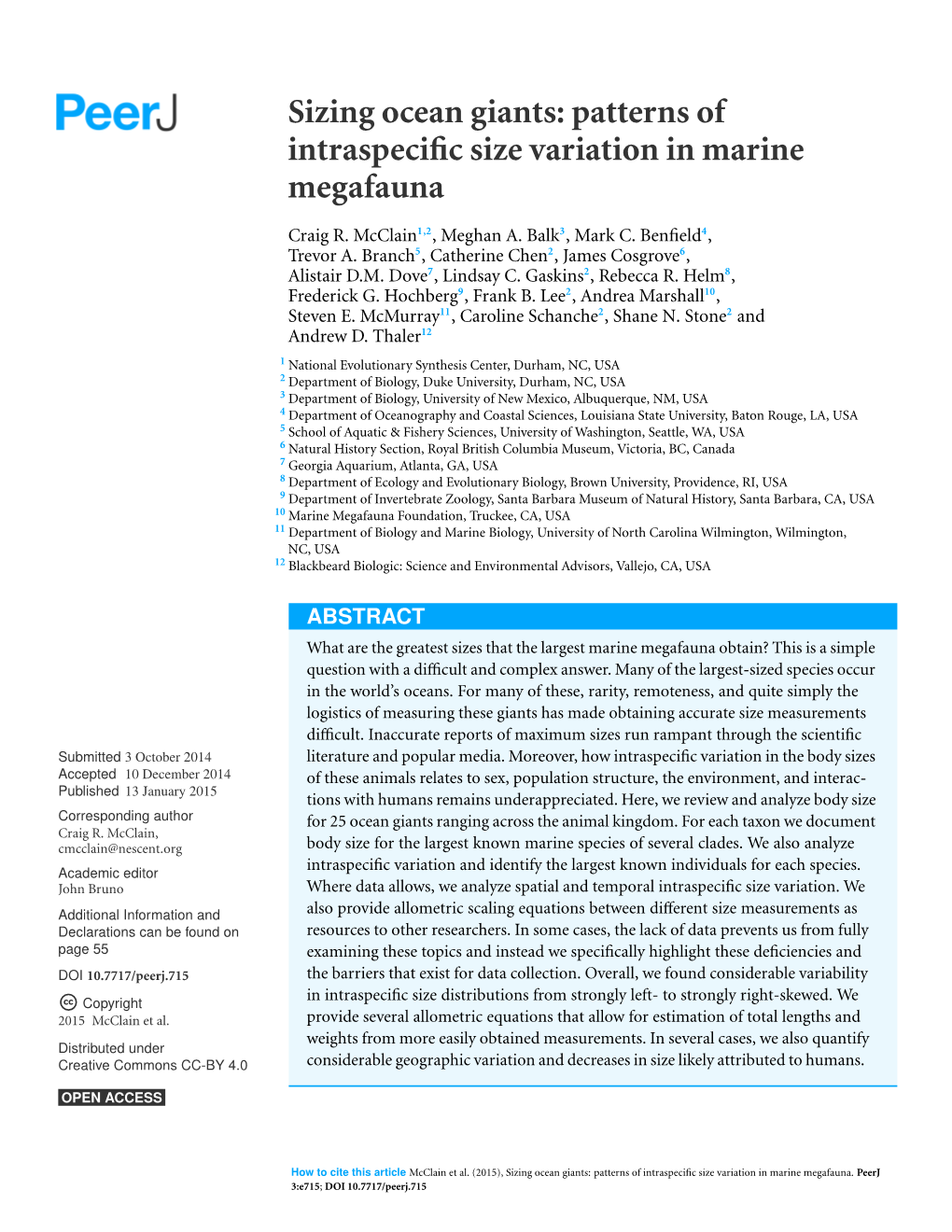 Sizing Ocean Giants: Patterns of Intraspecific Size Variation in Marine Megafauna