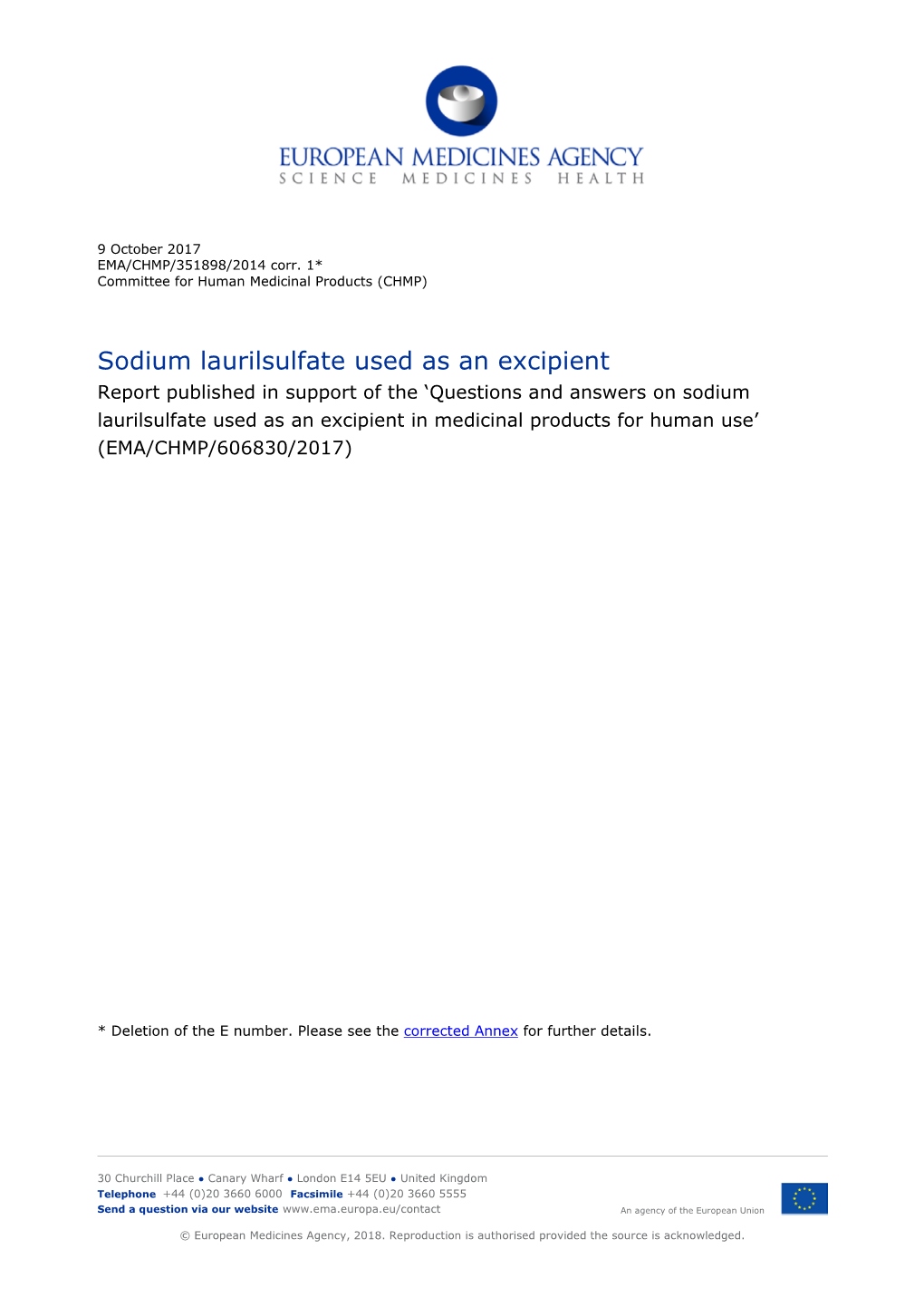 Sodium Laurilsulfate Used As an Excipient