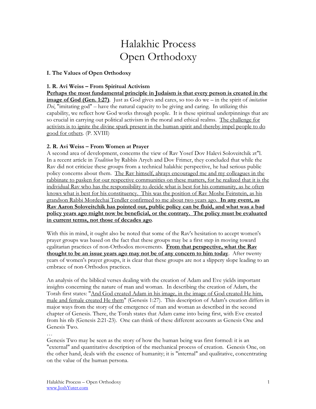 Halakhic Process 25 – Open Orthodoxy Sources