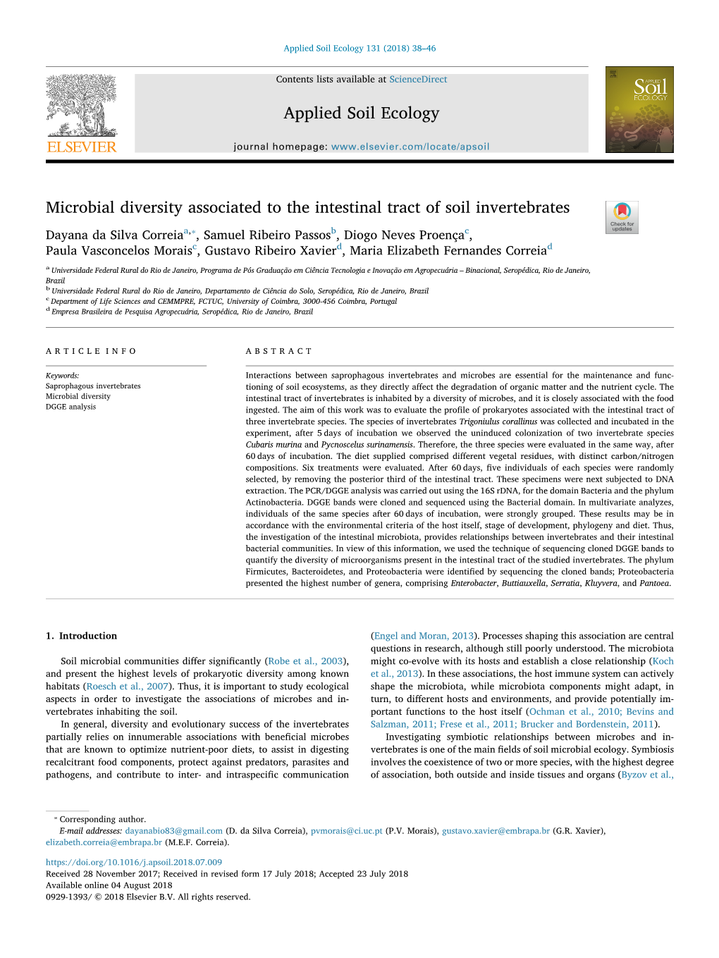 Microbial Diversity Associated to the Intestinal Tract of Soil Invertebrates