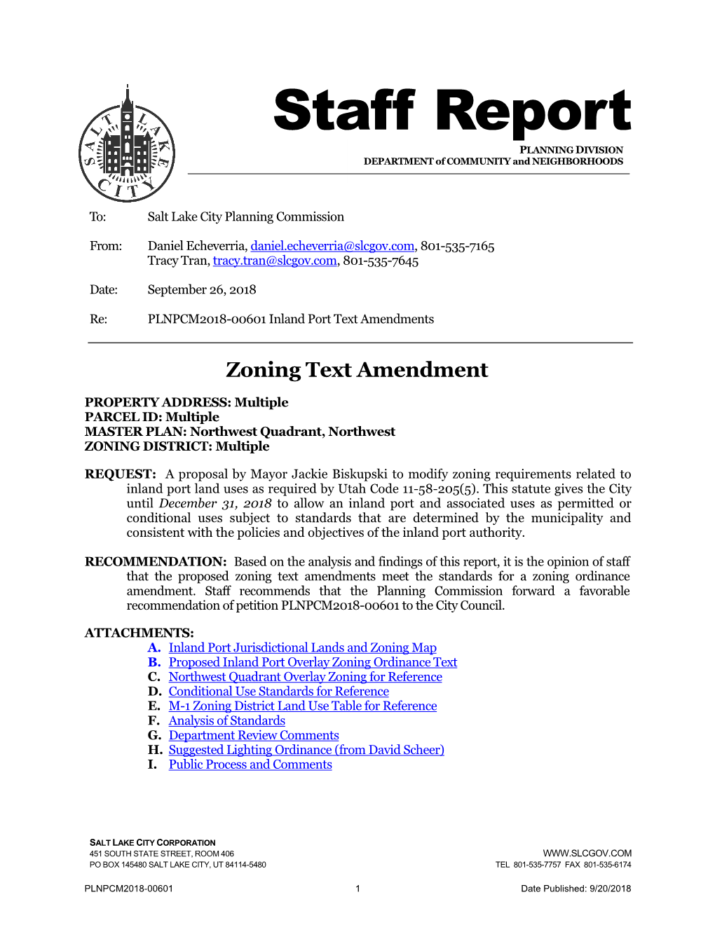 Inland Port Zoning Modifications Per HB 2001