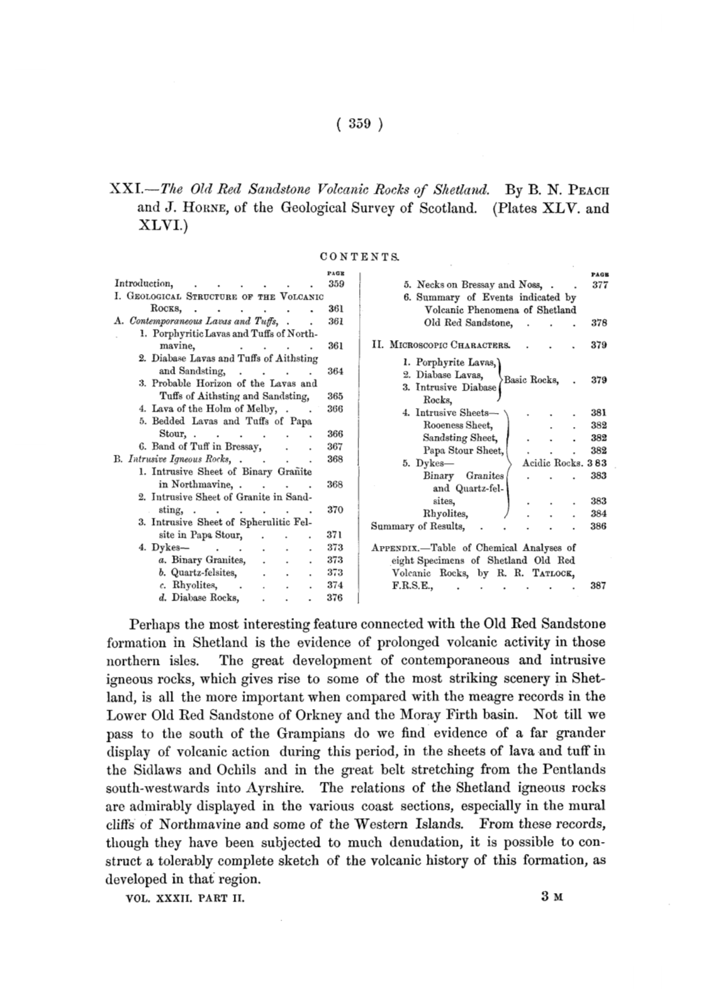 The Old Red Sandstone Volcanic Rocks of Shetland. by BN PEACH and J. HORNE, of the Geological Survey of Scotla