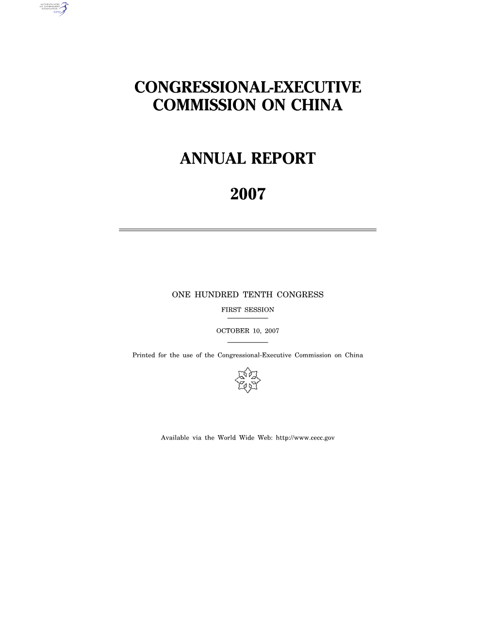 Congressional-Executive Commission on China Annual