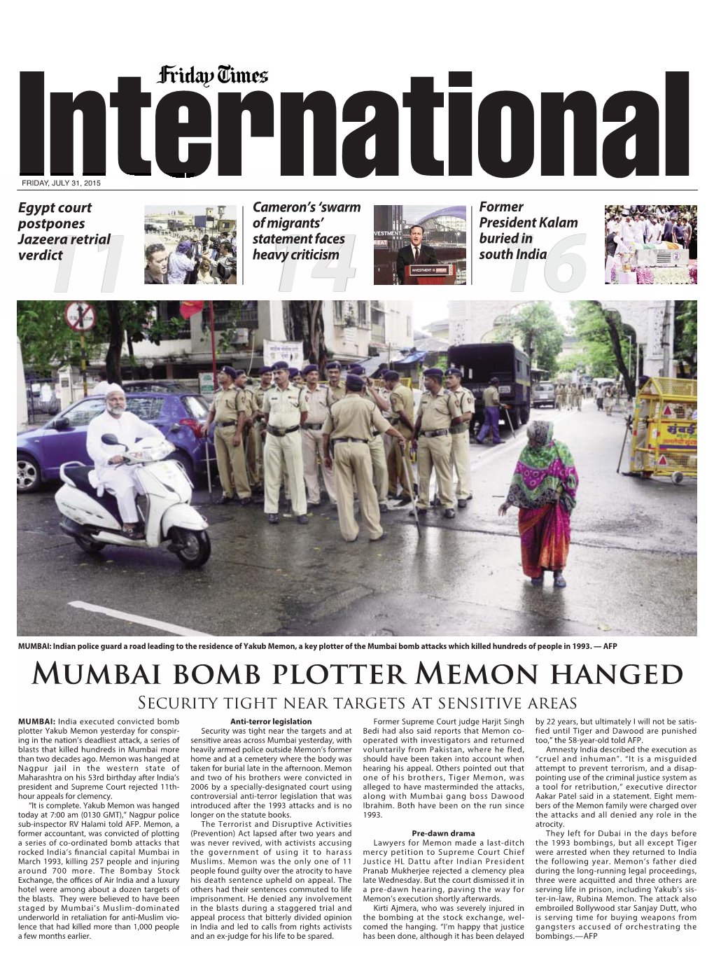 Mumbai Bomb Plotter Memon Hanged Security Tight Near Targets at Sensitive Areas