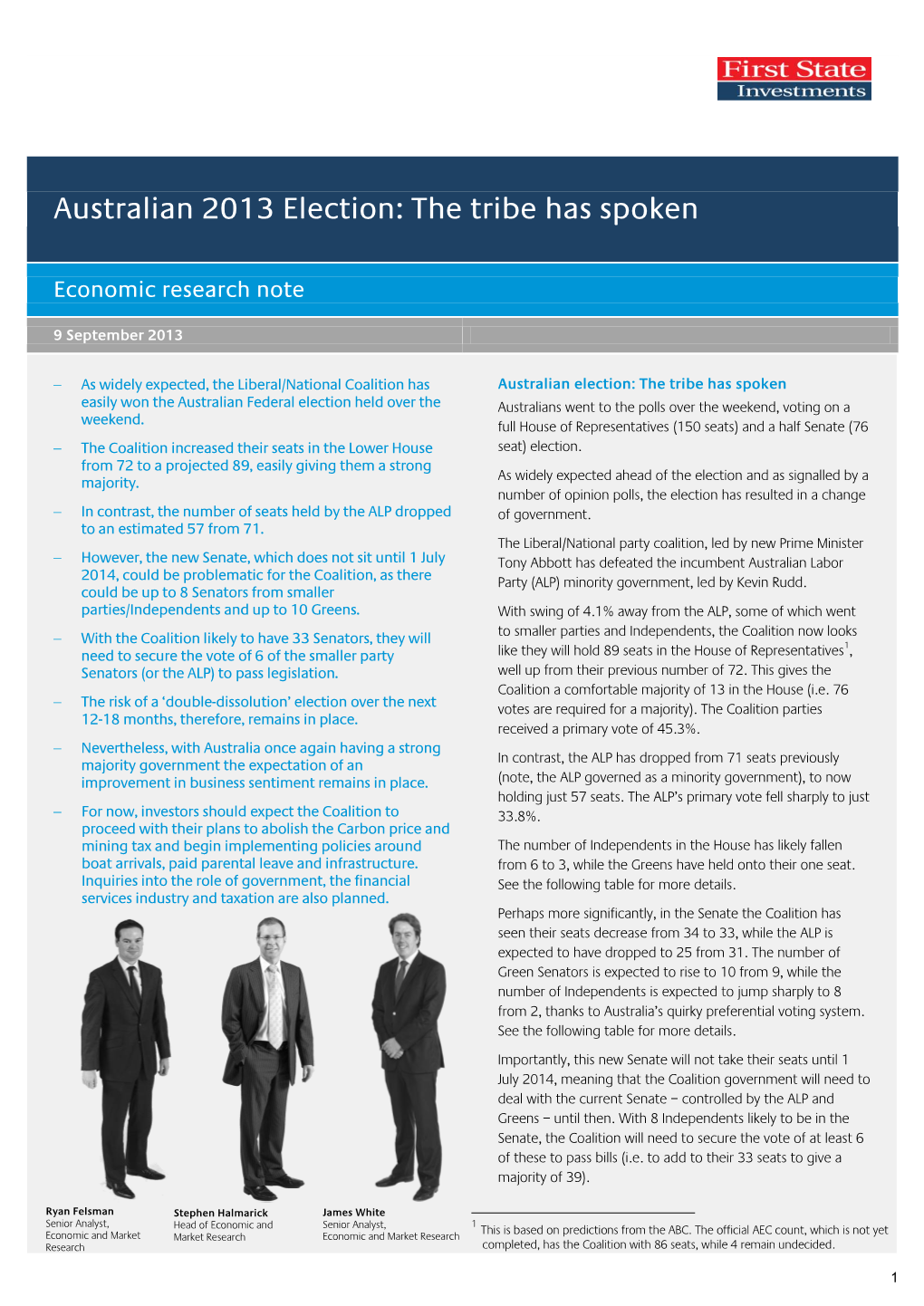 Australian 2013 Election: the Tribe Has Spoken