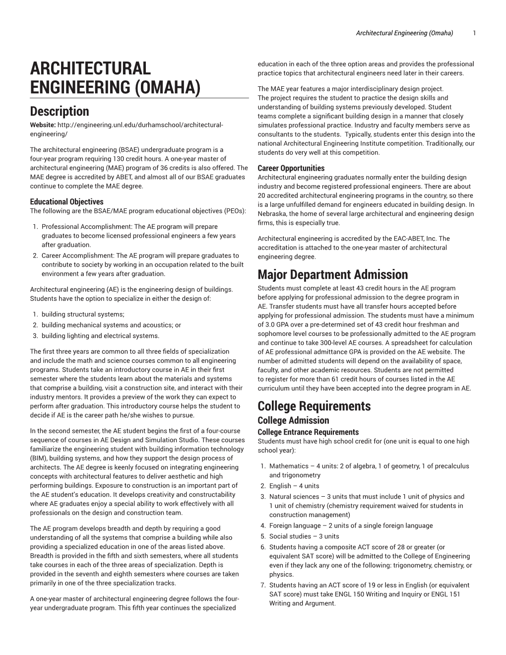 Architectural Engineering (Omaha) 1