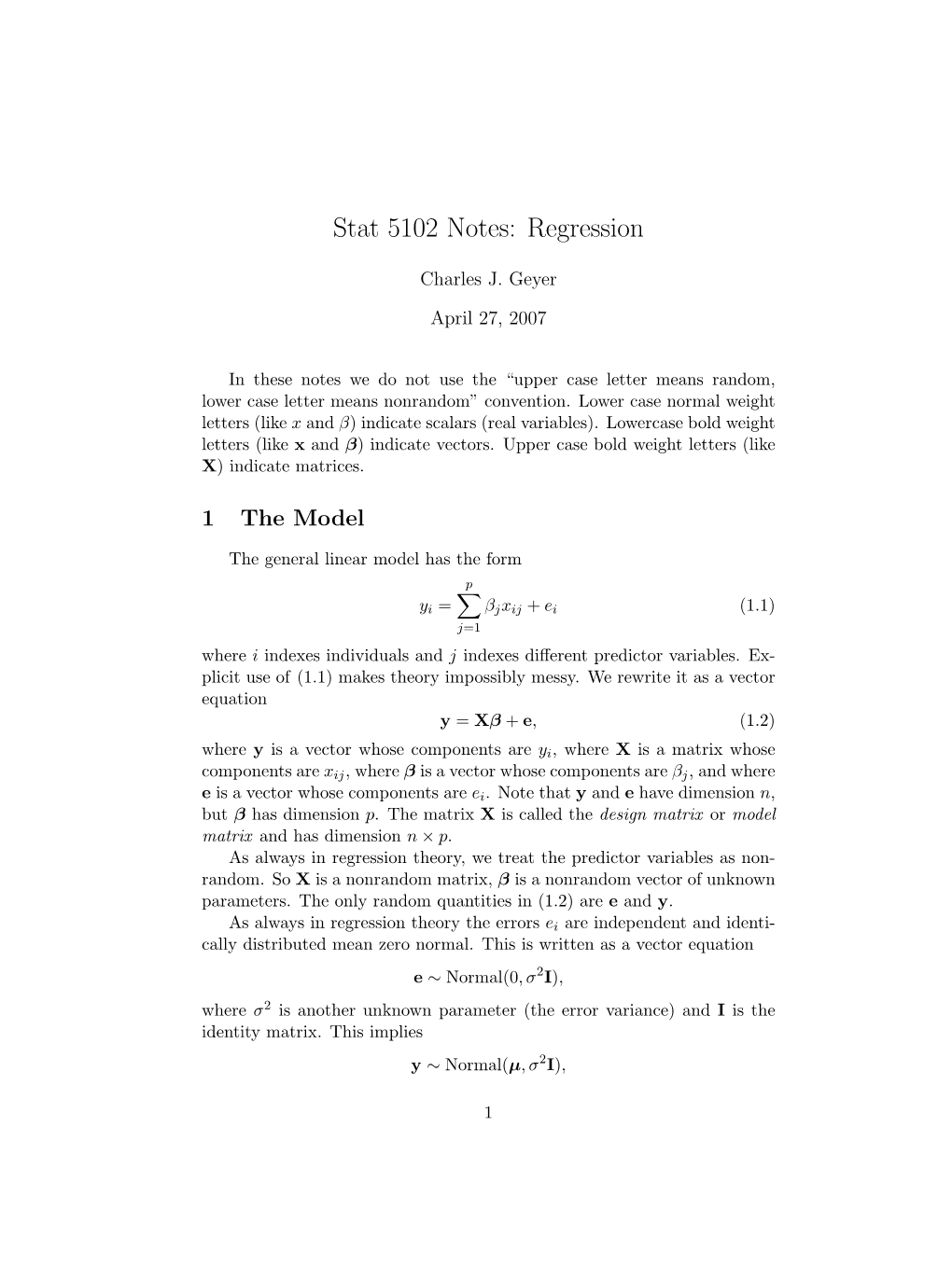 Stat 5102 Notes: Regression