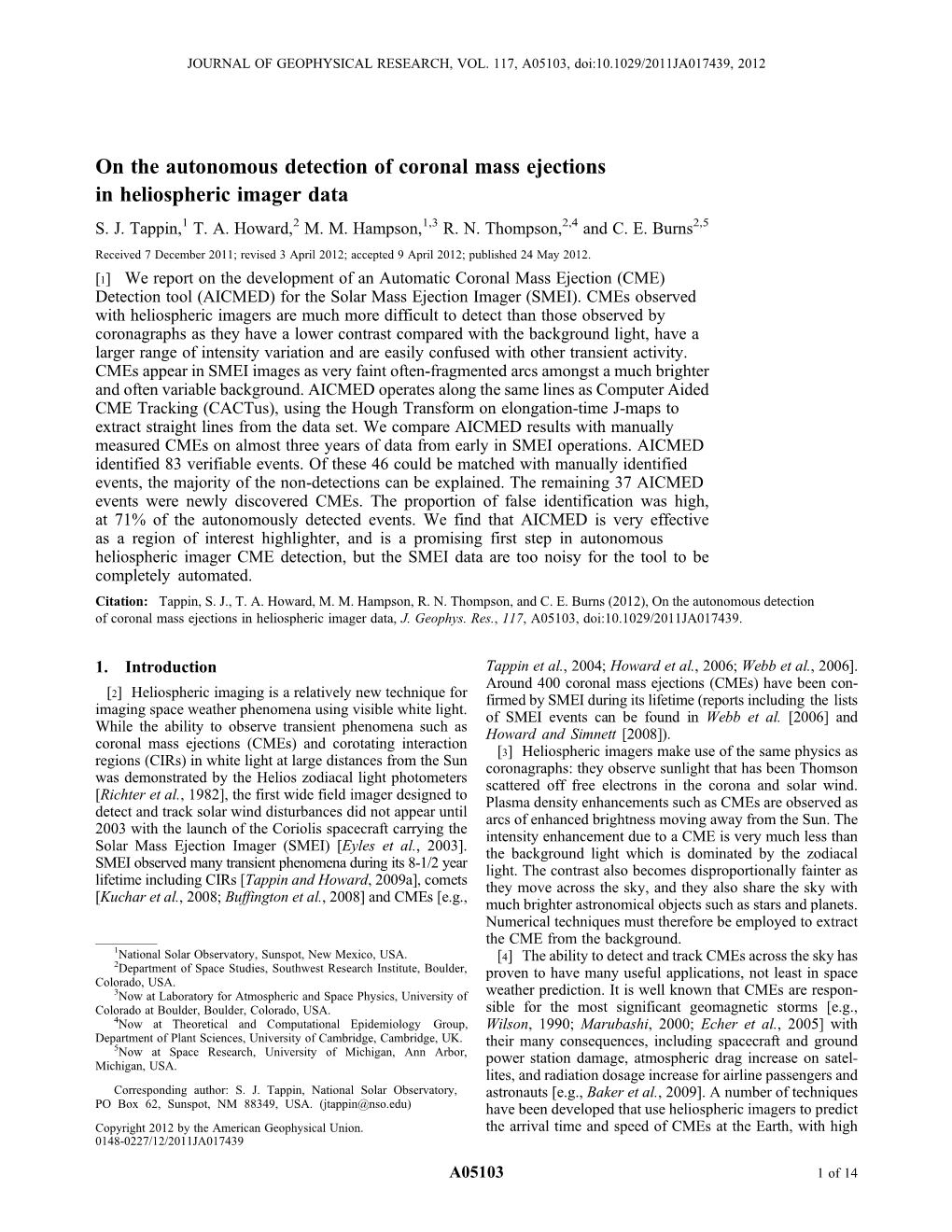 On the Autonomous Detection of Coronal Mass Ejections in Heliospheric Imager Data S