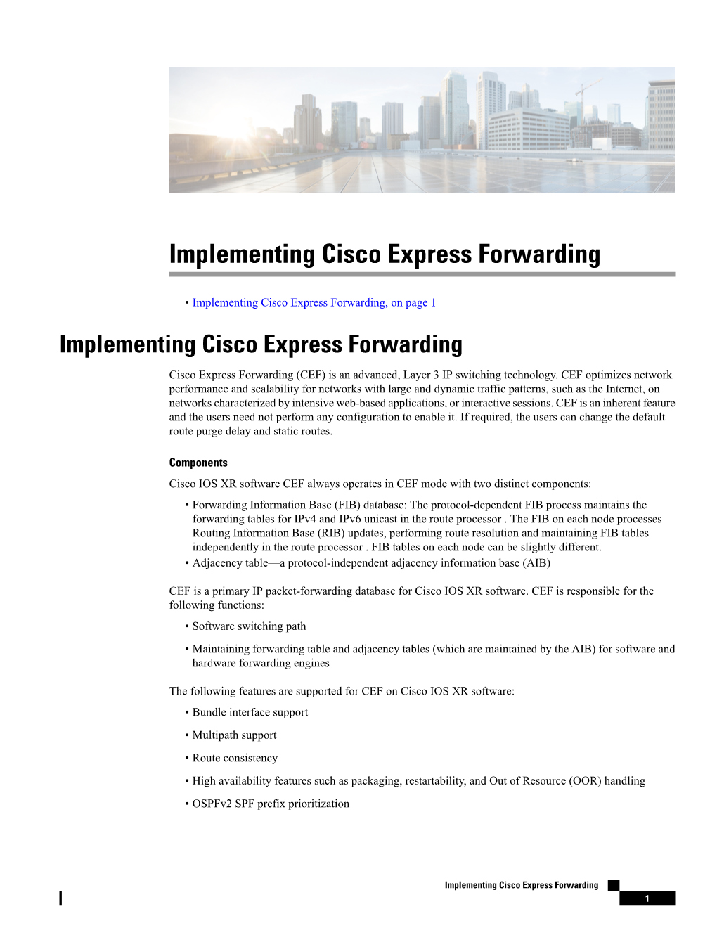 Implementing Cisco Express Forwarding