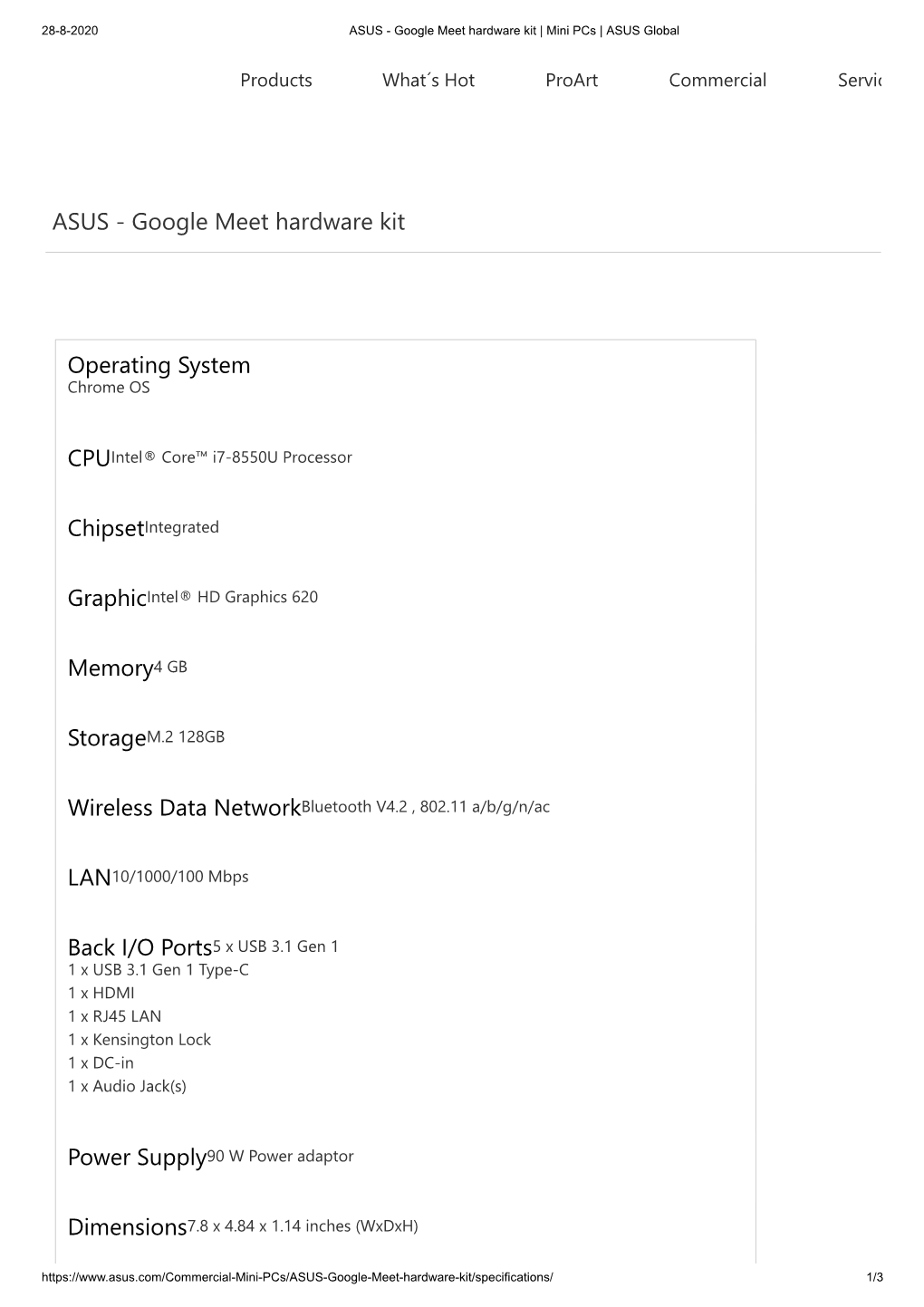 Operating System CPU Chipset Graphic Memory Storage Wireless