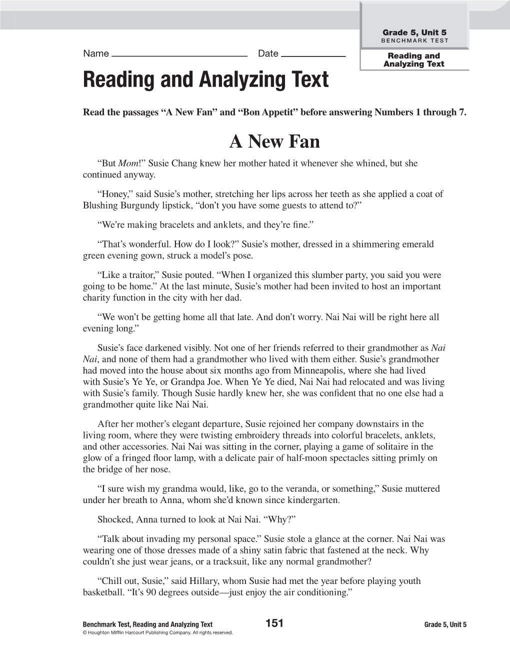 Reading and Analyzing Text Reading and Analyzing Text