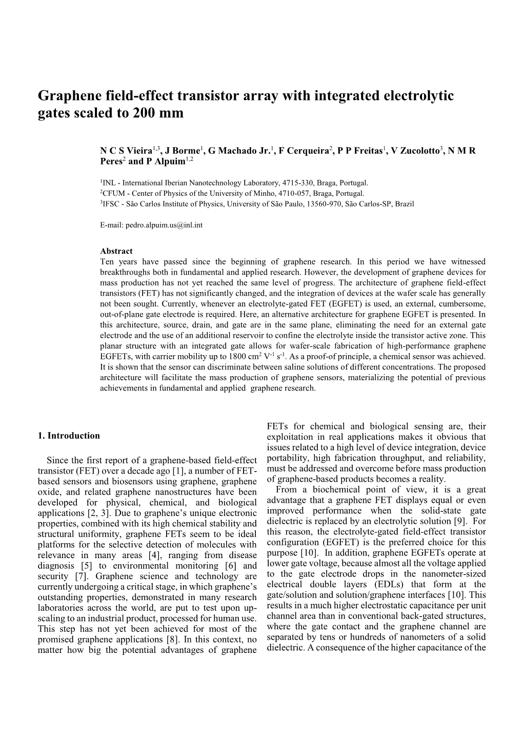 Graphene Field-Effect Transistor Array with Integrated Electrolytic Gates Scaled to 200 Mm