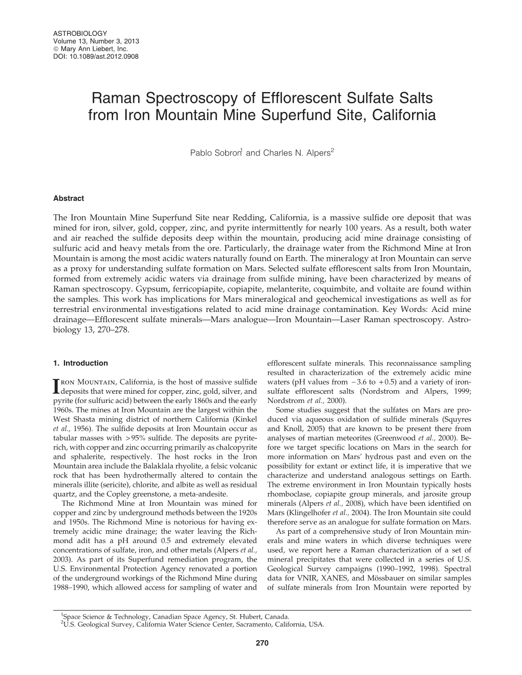 Raman Spectroscopy of Efflorescent