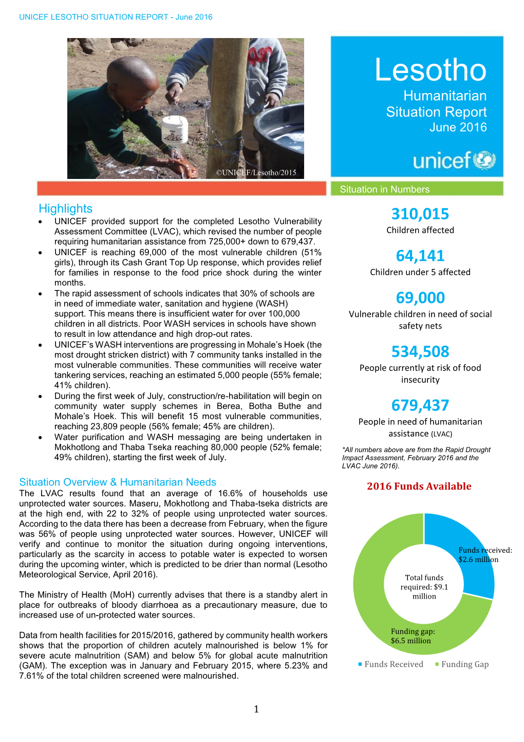 LESOTHO SITUATION REPORT - June 2016