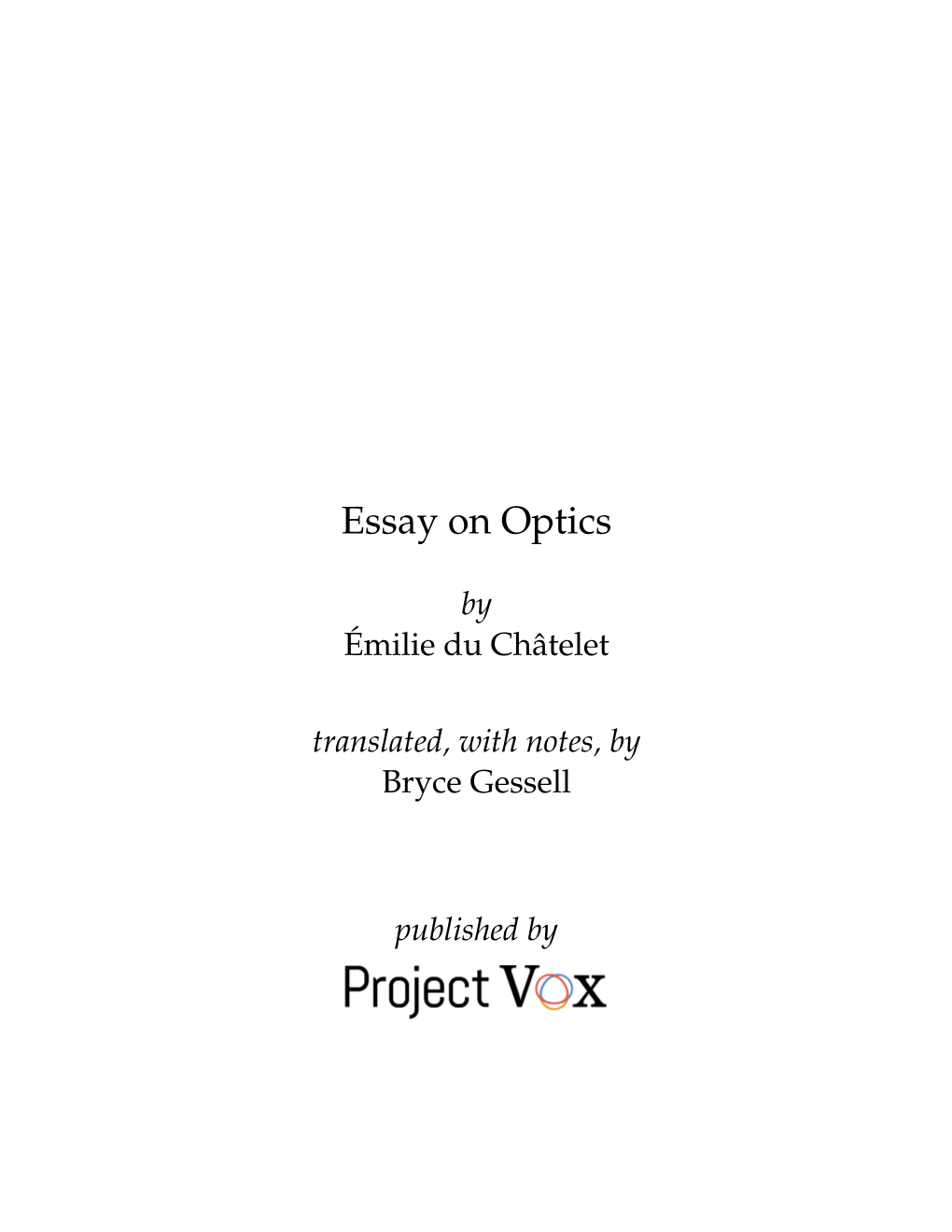 Essay on Optics