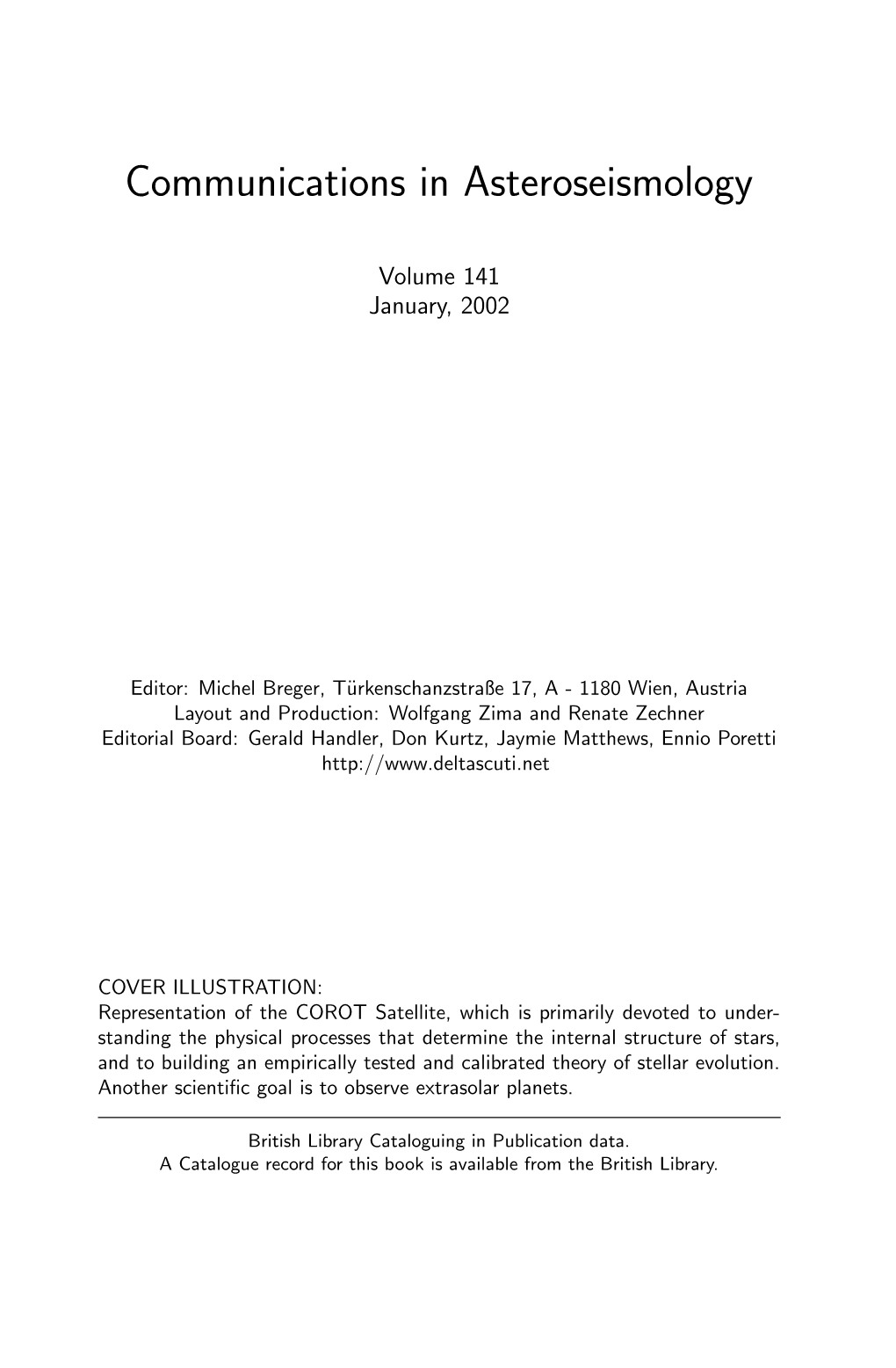 Communications in Asteroseismology