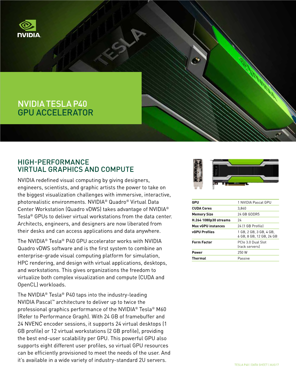 Nvidia Tesla P40 Gpu Accelerator