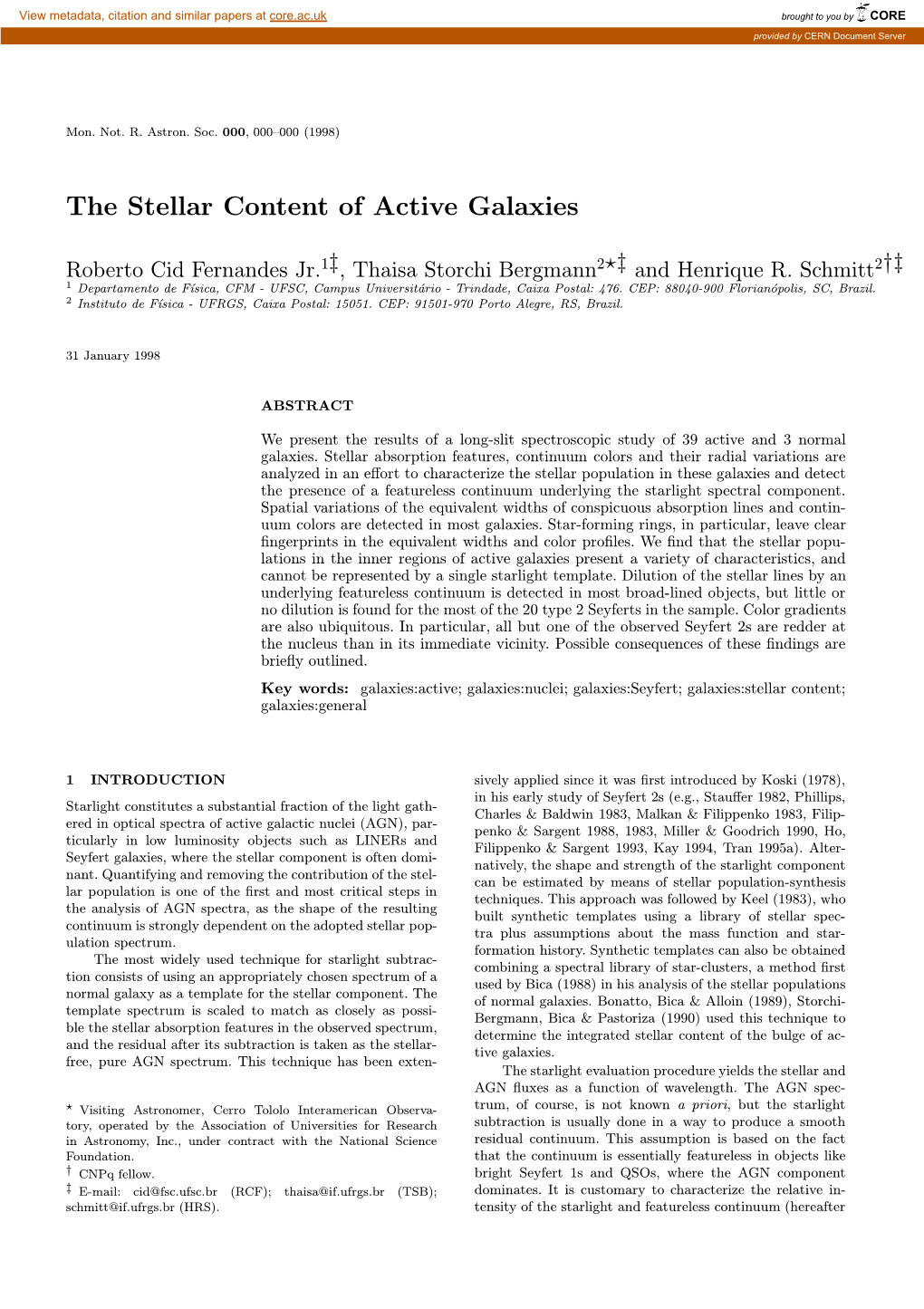 The Stellar Content of Active Galaxies