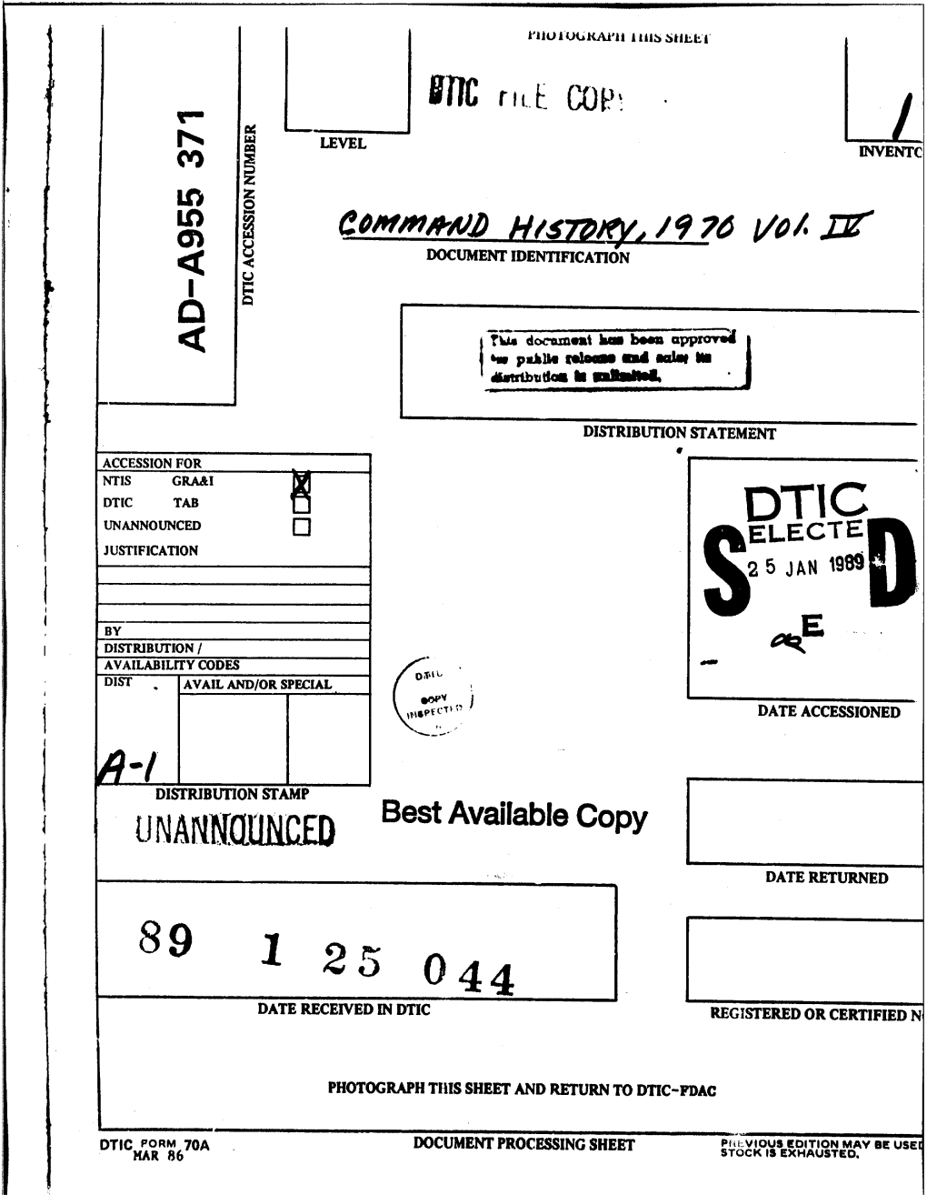 Command History 1970. Volume 4