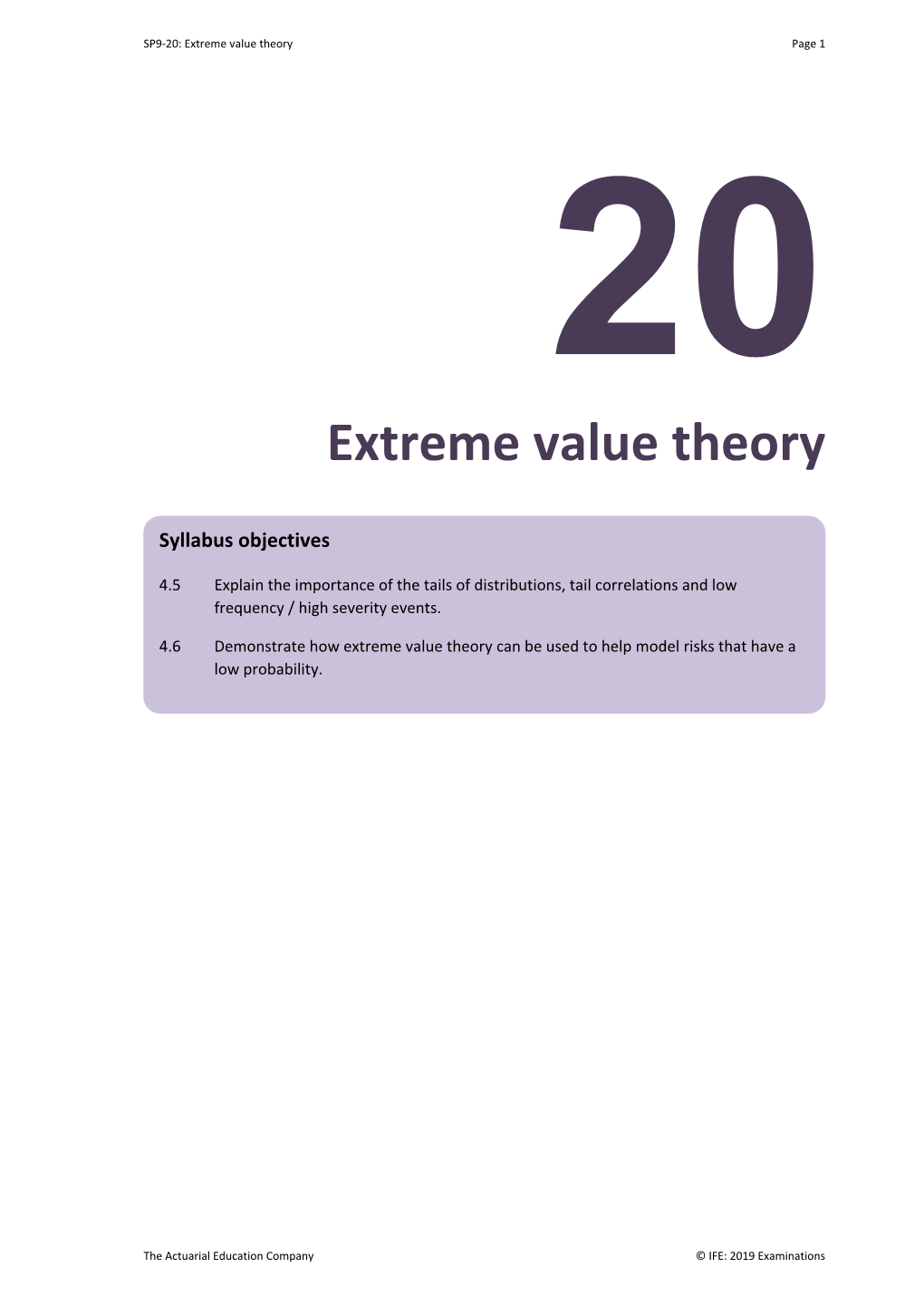 Extreme Value Theory Page 1