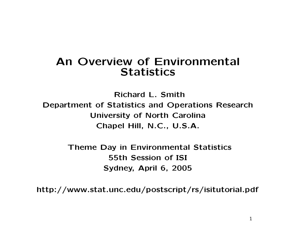 An Overview of Environmental Statistics