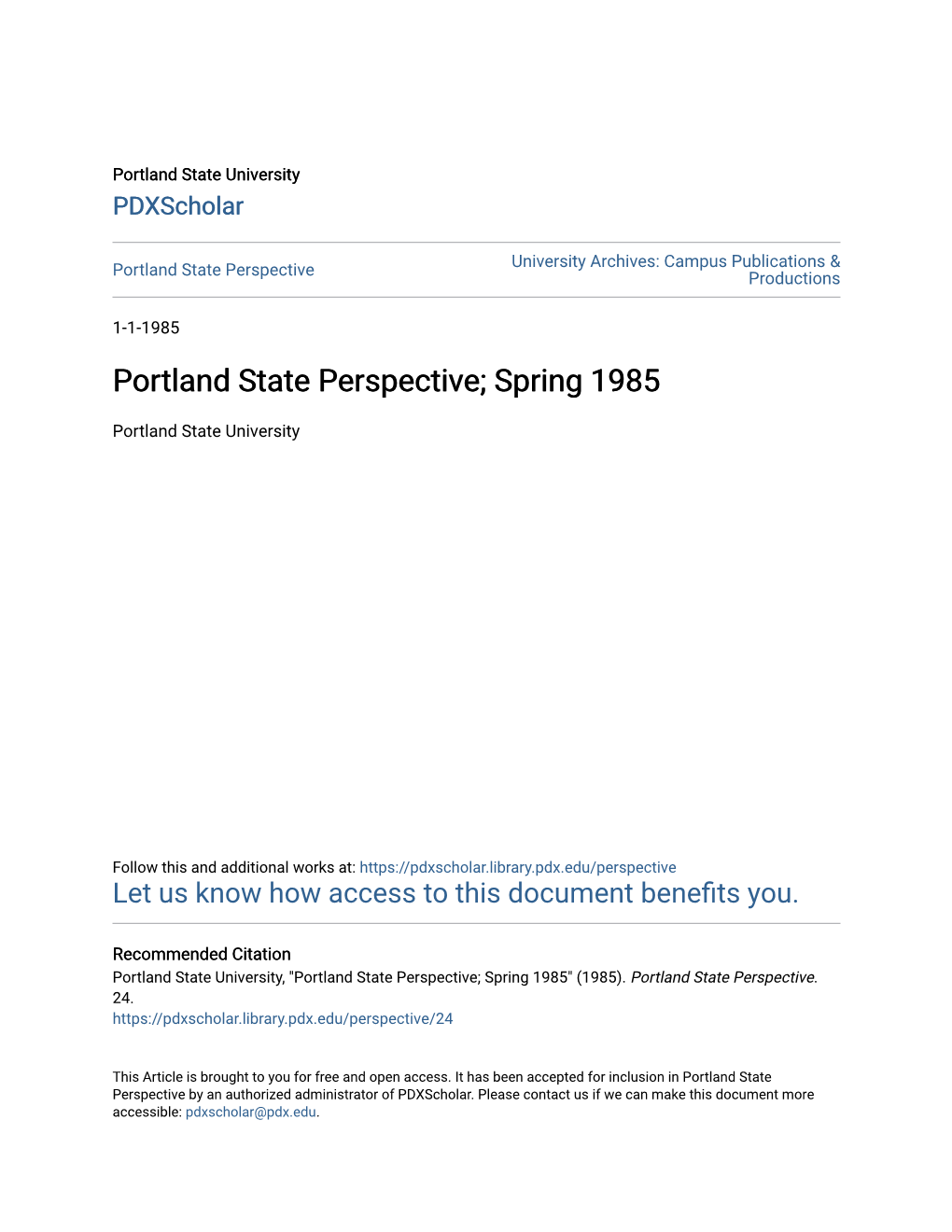 Portland State Perspective Productions