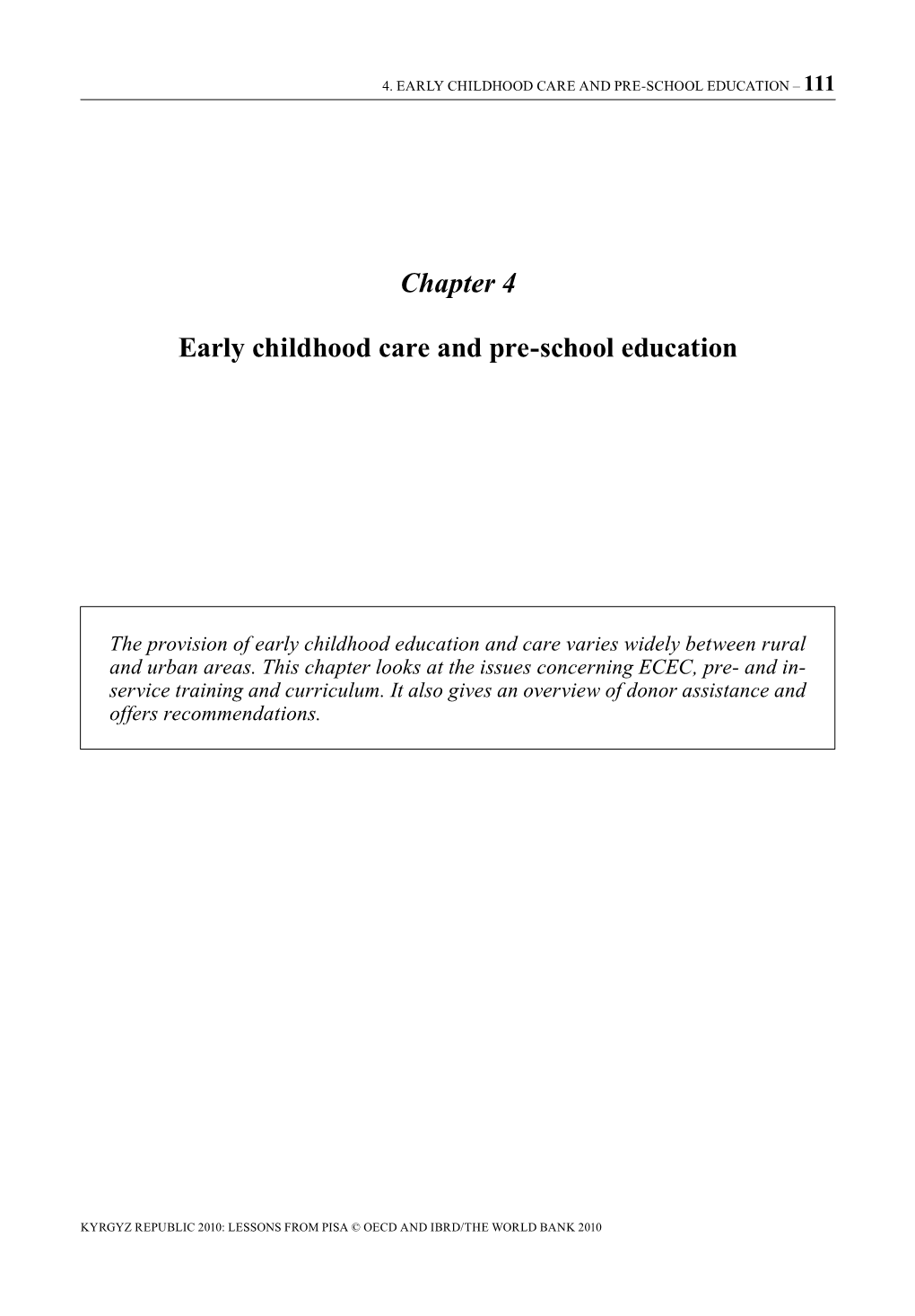 Chapter 4 Early Childhood Care and Pre-School Education