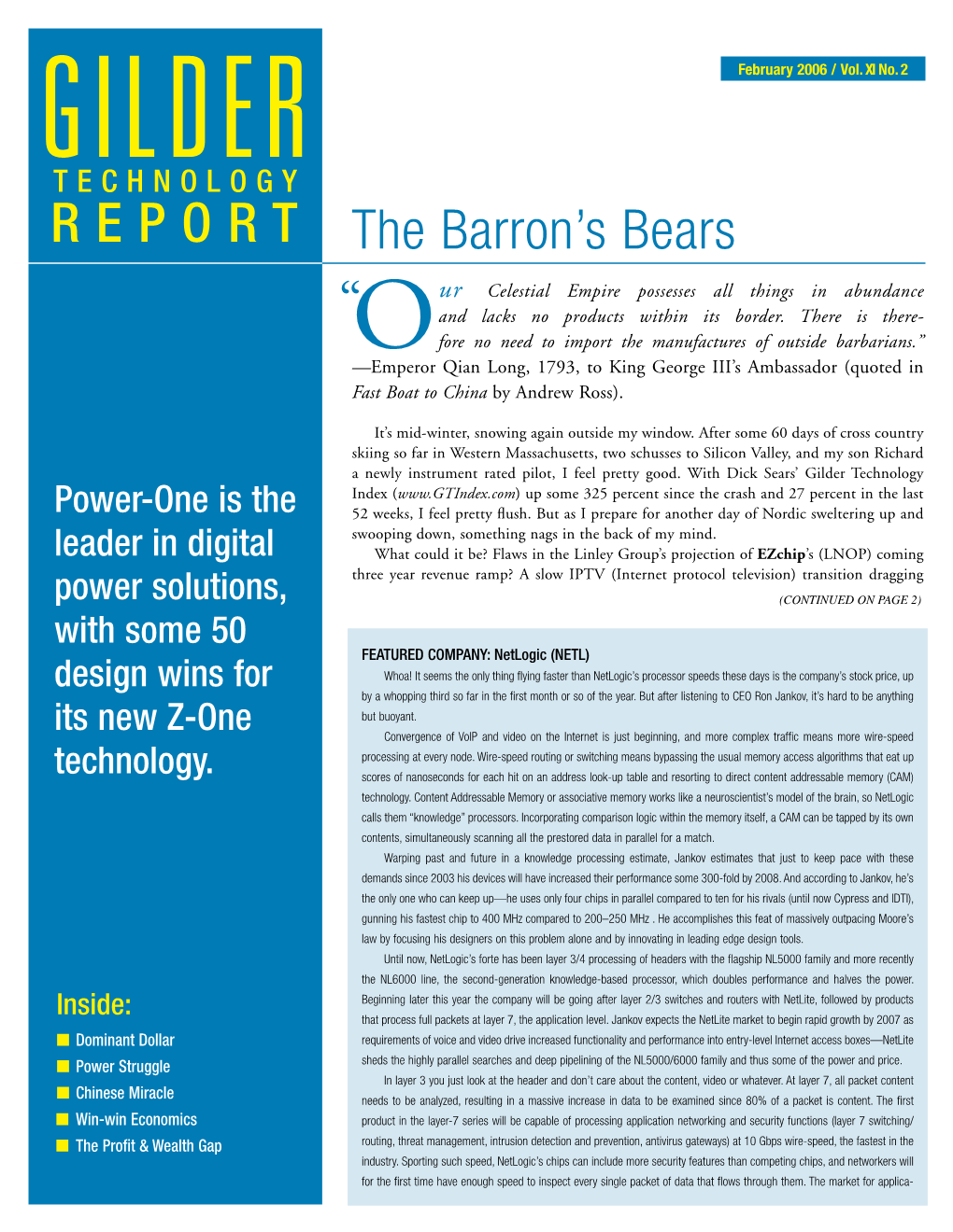 REPORT the Barron's Bears